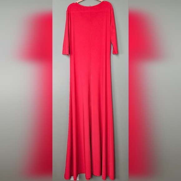 Attitudes by Renee Red Half-Sleeve Poly Spandex Flowy Flirty Maxi Dress, Size XS - Picture 5 of 8